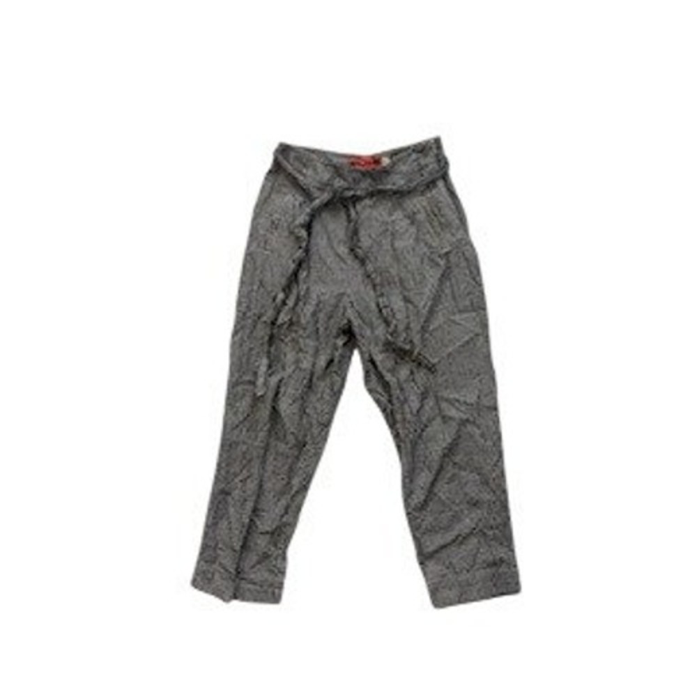 Anthropologie Cartonnier Gingham Ankle Pants Navy White Tie‎ Waist Size 12